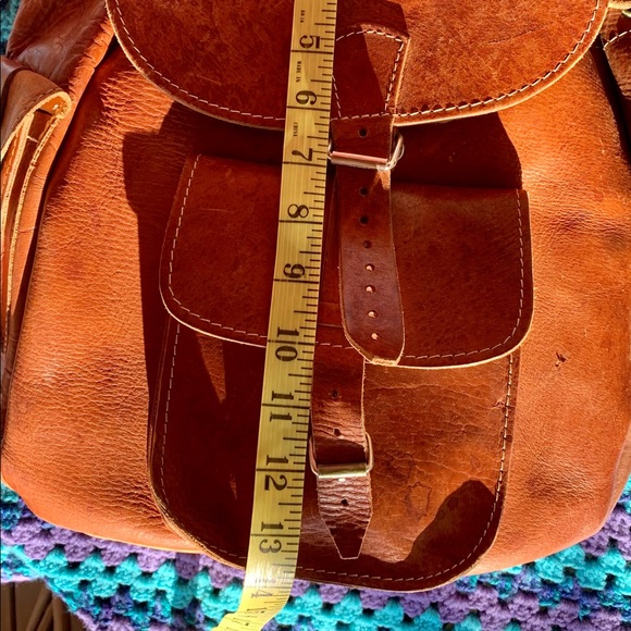 Vintage Hand Crafted Rugged Leather Backpack Book Bag - Picture 15 of 16